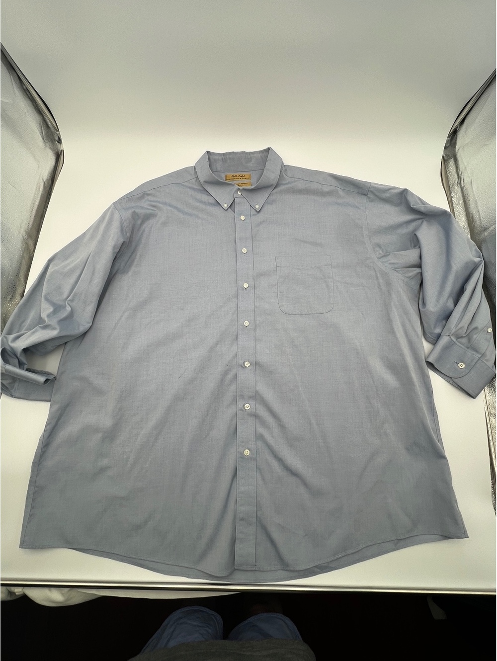 Gold Label Roundtree & Yorke Men’s Blue Dress Shirt 20 36 Tall 100% Cotton